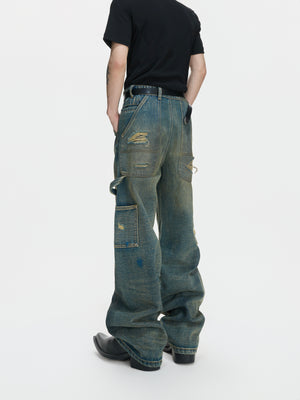 Washed Distressed Patchwork Straight-Leg Jeans - product image 3