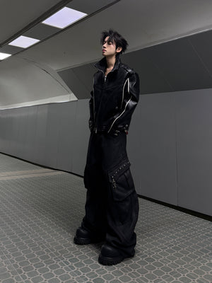 Waxed Black Multi-Pocket Cargo Jeans - product image 3