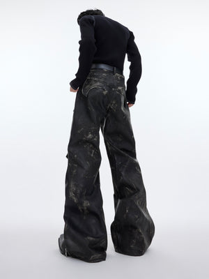 Distressed PU Flare Pants - product image 4