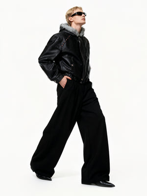 Fleece-Lined Faux Leather Hooded Jacket - product image 3