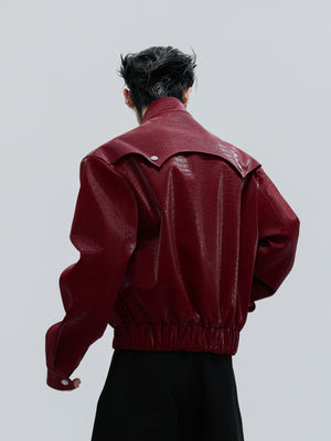 Crocodile-Embossed Cropped Jacket - product image 3