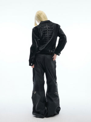 Snake-Texture Studded Cropped Jacket - product image 4