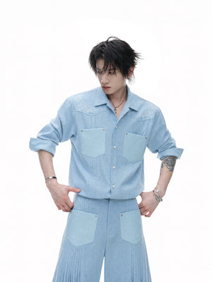 Embroidered Stripe Shirt & Wide-Leg Pants - product image 4