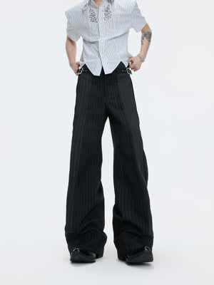 Pleated Stripe Wide-Leg Trousers - product image 1