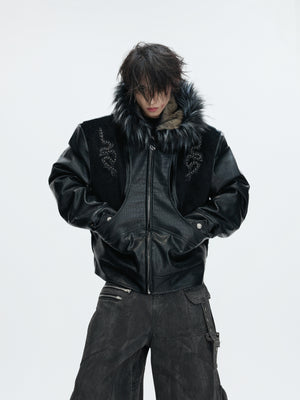 Crocodile-Textured Hooded Padded Jacket - product image 3