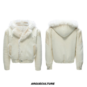 Marbled Faux Wolf-Fur Collar Jacket - product image 5