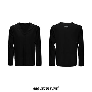 Deep V-Neck Linen-Blend Long-Sleeve Tee - product image 5