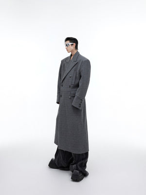 Padded-Shoulder Longline Wool-Blend Coat - product image 0