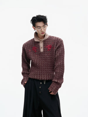 Retro Contrast Sequin Collared Sweater - product image 1
