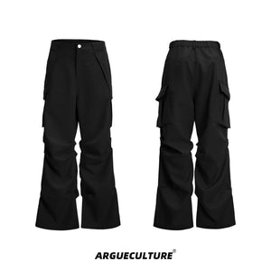 Oversized-Cargo-Pants-with-Pleats-Droopy-Streetwear-Trousers-Black-Bottoms