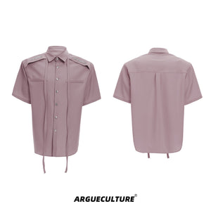 Oversized-Summer-Shirt-with-Shoulder-Pads---Streetwear-Ribbon-Tee-Pink-shirt