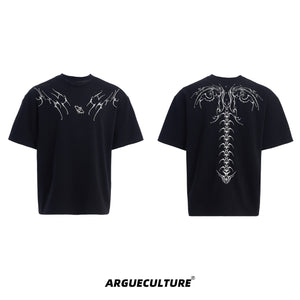 Snake-Eye-Spine-Embroidery-Oversized-Tee---Streetwear-Mens-Top-Black