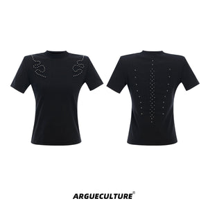 Snake-Eye-Spine-Metal-Rivet-Slim-Fit-Tee---Streetwear-Top-Black-T-Shirt