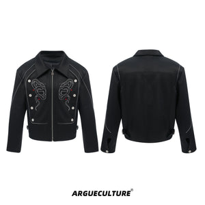 Snake-Scale-Embroidered-Retro-Jacket---Vintage-Streetwear-Top-Black-Jacket