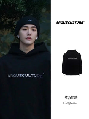 Streetwear-Hoodie-with-Metallic-Print-Shoulder-Pads-Fleece-Lining-Star Product