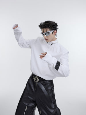 Structured-Print-Slim-Fit-Tee-with-Metal-Zipper--Stand-Collar-White