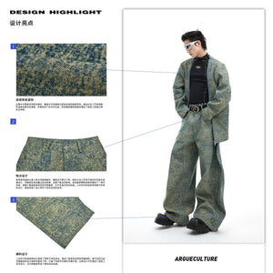 Textured-Denim-Jacket-with-Metal-Zipper---Deconstructed-Blazer-Style-Design Highlights