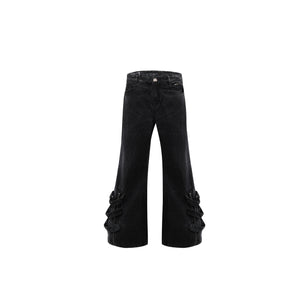 Vintage-Distressed-Tie-Waist-Ruffle-Jeans---Baggy-Streetwear-Pants-Black