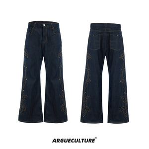 Vintage-Straight-Flare-Jeans-with-Red-Stitching---A-Line-Denim-Pants-Blue-Bottoms