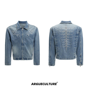 Vintage-Washed-Denim-Jacket---Studded-Spine-Short-Box-Fit-Blue-Jacket