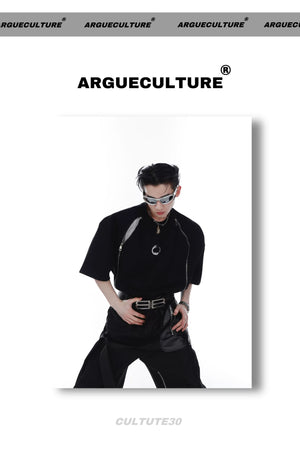 desc::avant-garde-double-zipper-shoulder-pad-tee-metal-print-detail-img-6