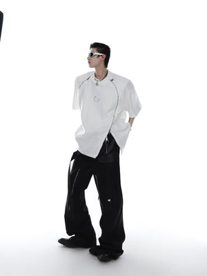 Back view of the oversized futuristic streetwear T-shirt