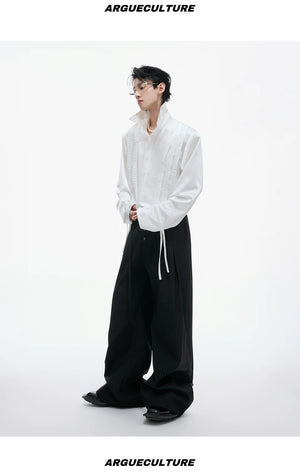 desc::avant-garde-pleated-pearl-ribbon-shirt-unisex-detail-img-11