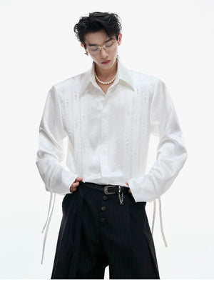 desc::avant-garde-pleated-pearl-ribbon-shirt-unisex-detail-img-4