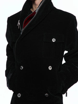 Black Crocodile-Texture Cropped Zip Biker Jacket - main image 2
