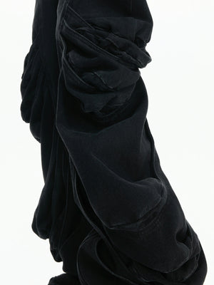Black Deconstructed Curved-Leg Stacked Jeans - main image 5