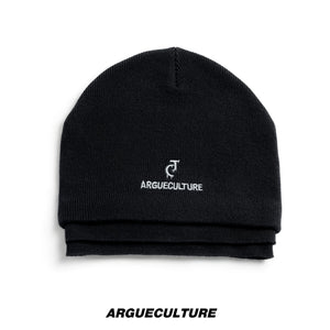 Black Faux Three-Layer Cotton-Wool Knit Beanie Hat - Black