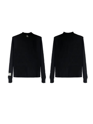 Black Mock-Neck Logo Long-Sleeve T-Shirt | Cotton Blend - main image 5