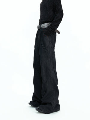 Black Washed Relaxed Straight-Leg Denim Jeans | Unisex - main image 2