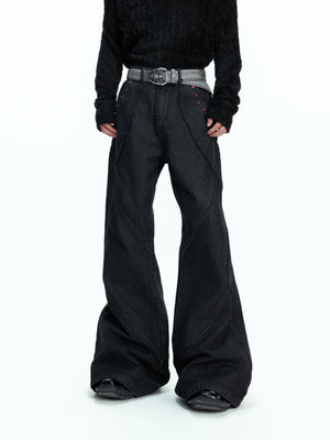 Black Washed Relaxed Straight-Leg Denim Jeans | Unisex - main image 1