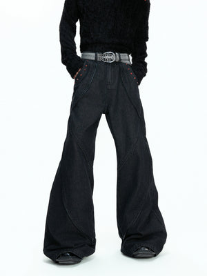 Black Washed Relaxed Straight-Leg Denim Jeans | Unisex - main image 4