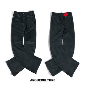 Black Waxed Multi-Zip Biker Jeans with Knee Panels - Waxed Black