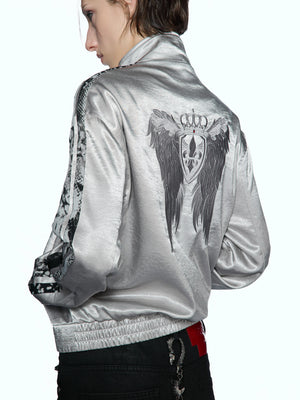 Broken Wing Satin Stand-Collar Streetwear Jacket - main image 1