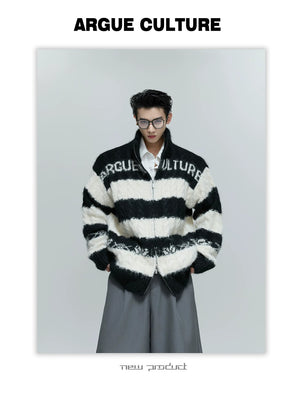 desc::chunky-knit-contrast-zip-cardigan-loose-streetwear-detail-img-3