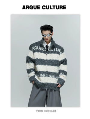 desc::chunky-knit-contrast-zip-cardigan-loose-streetwear-detail-img-9