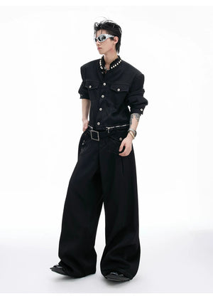 desc::collarless-pearl-denim-set-baggy-streetwear-boxy-jacket-detail-img-11