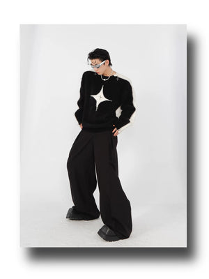 desc::contrast-mohair-crewneck-with-metal-zipper-detail-detail-img-1