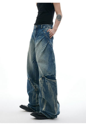 desc::cracked-texture-curved-cut-baggy-jeans-loose-fit-detail-img-5