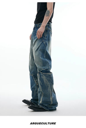 desc::cracked-texture-curved-cut-baggy-jeans-loose-fit-detail-img-7