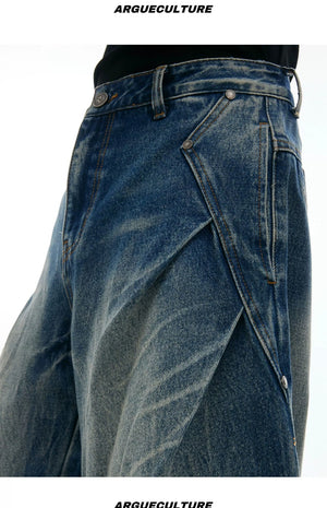 desc::cracked-texture-curved-cut-baggy-jeans-loose-fit-detail-img-9