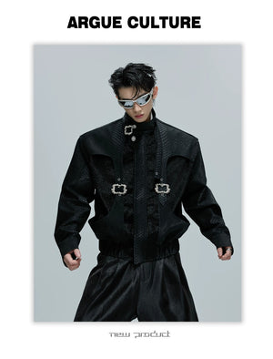 desc::croc-embossed-cropped-moto-jacket-with-metal-accents-detail-img-10