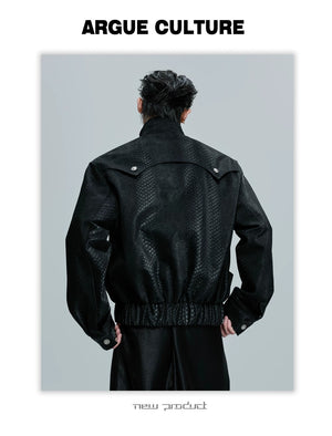 desc::croc-embossed-cropped-moto-jacket-with-metal-accents-detail-img-14