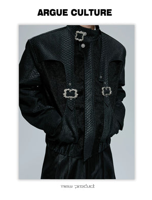 desc::croc-embossed-cropped-moto-jacket-with-metal-accents-detail-img-15