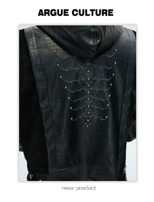 desc::croc-embossed-pony-hair-hooded-gothic-jacket-detail-img-10