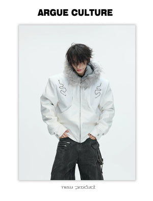 desc::croc-embossed-pony-hair-hooded-gothic-jacket-detail-img-20