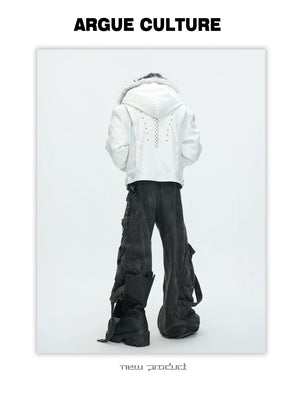 desc::croc-embossed-pony-hair-hooded-gothic-jacket-detail-img-4